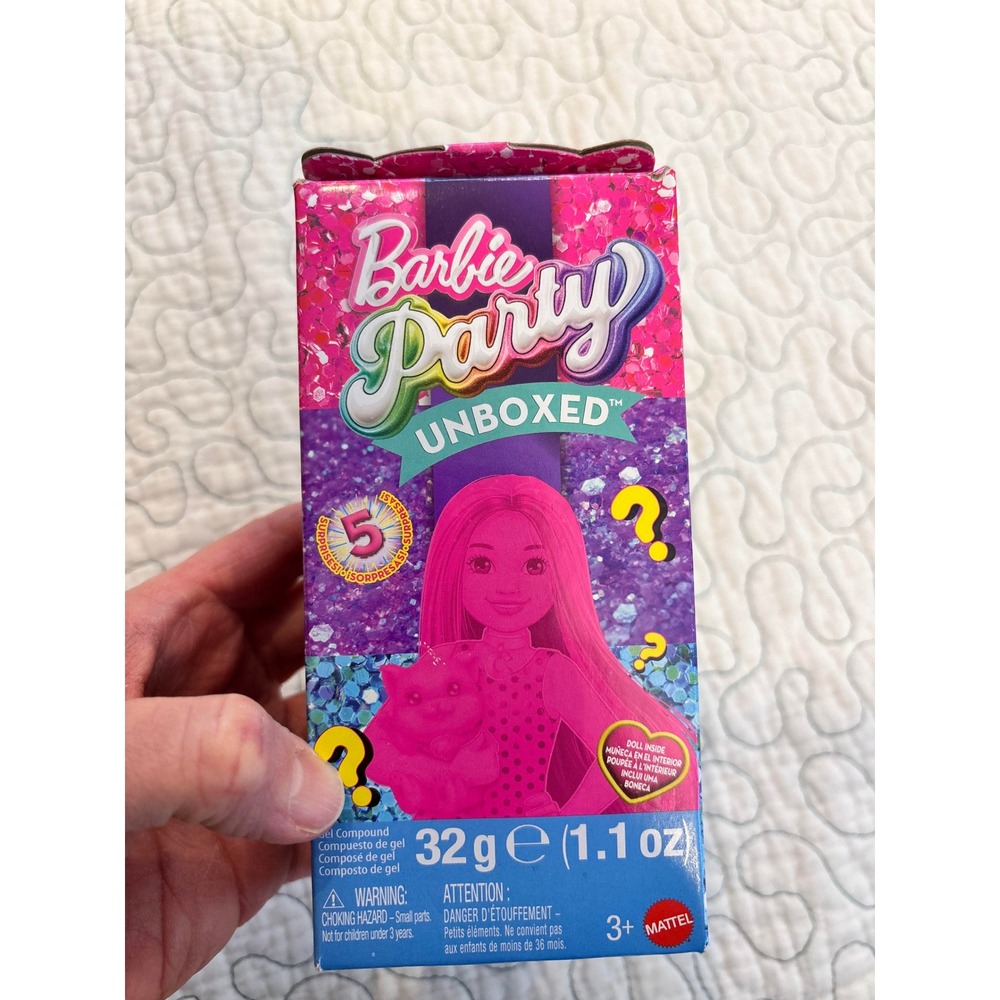 Mattel Barbie Party Unboxed Mystery Doll Set‎ with 5 Surprises Color Change Hair